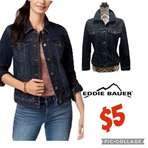 New!! Eddie Bauer dark wash jeans jacket - Picture 11 of 11